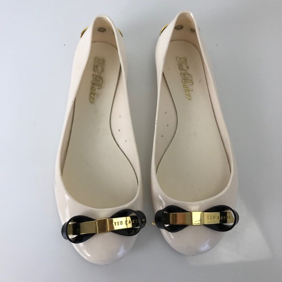 Ted Baker Shoes - Ted Baker London Cream Rose Bow Jelly Rubber Flats